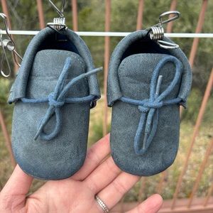 Baby Moccasins Size 5 First Shoes Wide Toe Box Barefoot Shoes Blue Boy